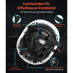 VEVOR Industrial Safety Helmet, ANSI/ISEA Z89.1 Approved ABS Safety Hard Hat with 6-Point Ratchet Suspension, Adjustable Vented Hardhat for Men Women Adults, for Outdoor Indoor Construction Workwear