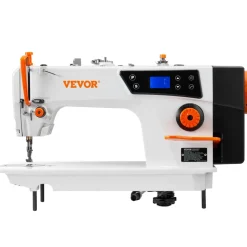 VEVOR Industrial Sewing Machine, 550W Servo Motor and Table Stand, 5000s.p.m Heavy-duty Lockstitch Sewing Machine, Clear Control Panel and Electro-mechanization Intelligent Start-stop for Easy Use
