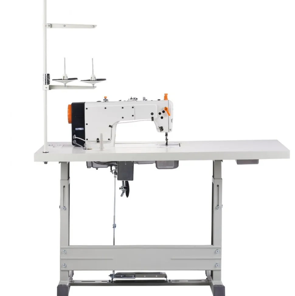 VEVOR Industrial Sewing Machine, 550W Servo Motor and Table Stand, 5000s.p.m Heavy-duty Lockstitch Sewing Machine, Clear Control Panel and Electro-mechanization Intelligent Start-stop for Easy Use