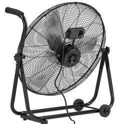 VEVOR Industrial Shop Fan, 24 Inch Floor Drum Fan, High Velocity 7500 CFM, Heavy Duty Aluminum Blades, 3 Speeds, 360 Degree Tilt, Ideal for Commercial, Garage, Warehouse, Basement, Workshop, Black