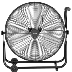 VEVOR Industrial Shop Fan, 24 Inch Floor Drum Fan, High Velocity 7500 CFM, Heavy Duty Aluminum Blades, 3 Speeds, 360 Degree Tilt, Ideal for Commercial, Garage, Warehouse, Basement, Workshop, Black