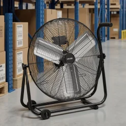VEVOR Industrial Shop Fan, 24 Inch Floor Drum Fan, High Velocity 7500 CFM, Heavy Duty Aluminum Blades, 3 Speeds, 360 Degree Tilt, Ideal for Commercial, Garage, Warehouse, Basement, Workshop, Black