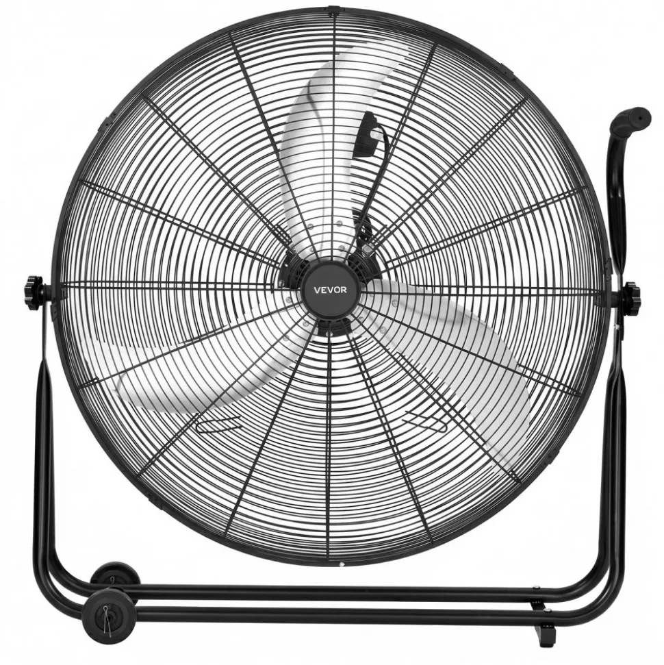 VEVOR Industrial Shop Fan, 30 Inch Floor Drum Fan, High Velocity 12000 CFM, Heavy Duty Aluminum Blades, 3 Speeds, 360 Degree Tilt, Ideal for Commercial, Garage, Warehouse, Basement, Workshop, Black