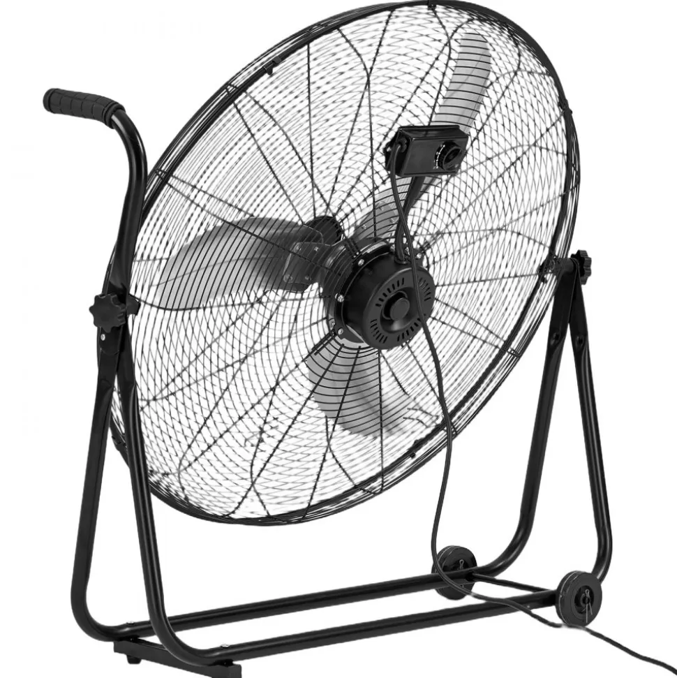 VEVOR Industrial Shop Fan, 30 Inch Floor Drum Fan, High Velocity 12000 CFM, Heavy Duty Aluminum Blades, 3 Speeds, 360 Degree Tilt, Ideal for Commercial, Garage, Warehouse, Basement, Workshop, Black