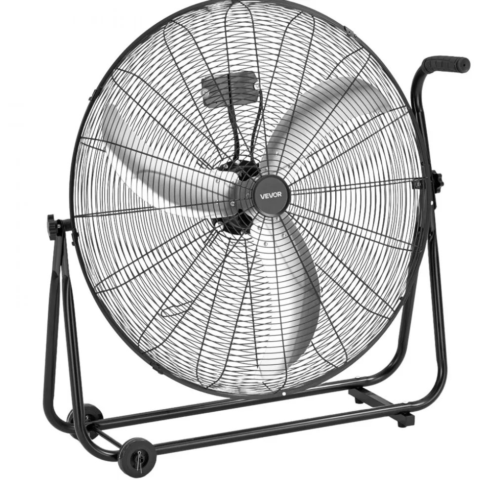 VEVOR Industrial Shop Fan, 30 Inch Floor Drum Fan, High Velocity 12000 CFM, Heavy Duty Aluminum Blades, 3 Speeds, 360 Degree Tilt, Ideal for Commercial, Garage, Warehouse, Basement, Workshop, Black