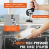 VEVOR Industrial Sink Faucet, 44" Tall, 8" Apart, 12" Rotating Spout, Wall Mounted, Brass Made with Extendable Sprayer, Fits Single/Triple Sinks