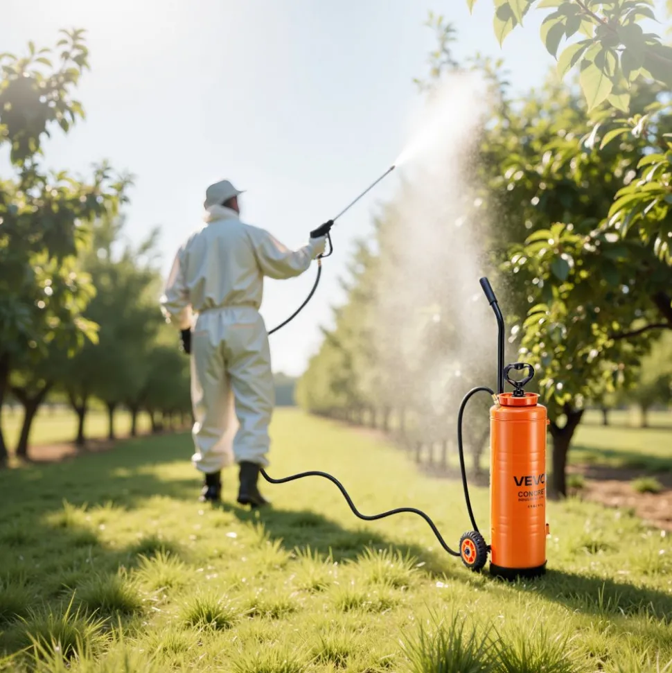 VEVOR Industrial Sprayer, 4.5 Gallons Large Capacity, Stainless Steel Concrete Sprayer with Ergonomic Handle & Removable Cart, 48" & 120" Hose, Concrete Sealer Sprayers for Form Oils Construction