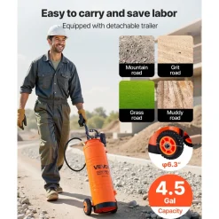 VEVOR Industrial Sprayer, 4.5 Gallons Large Capacity, Stainless Steel Concrete Sprayer with Ergonomic Handle & Removable Cart, 48