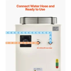 VEVOR Industrial Water Chiller, 27,300 BTU/h, Industrial Water Cooler Cooling System with Compressor, 10.6  Gal Tank Capacity, 18.5 GPM Max Flow Rate, for CO2 Laser Tube Engraving & Cutting Machine