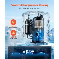 VEVOR Industrial Water Chiller, 27,300 BTU/h, Industrial Water Cooler Cooling System with Compressor, 10.6  Gal Tank Capacity, 18.5 GPM Max Flow Rate, for CO2 Laser Tube Engraving & Cutting Machine