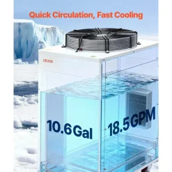 VEVOR Industrial Water Chiller, 27,300 BTU/h, Industrial Water Cooler Cooling System with Compressor, 10.6  Gal Tank Capacity, 18.5 GPM Max Flow Rate, for CO2 Laser Tube Engraving & Cutting Machine