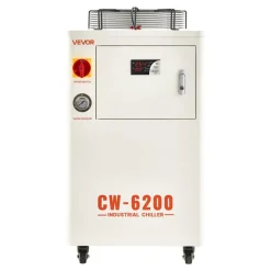 VEVOR Industrial Water Chiller, 17,060 BTU/h, Industrial Water Cooler Cooling System with Compressor, 3.96  Gal Tank Capacity, 18.5 GPM Max Flow Rate, for CO2 Laser Tube Engraving & Cutting Machine