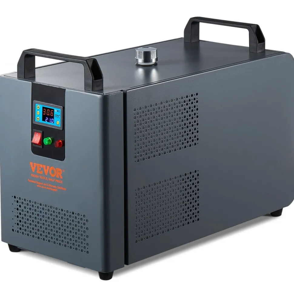 VEVOR Industrial Water Chiller, KH-6000, 200W Industrial Water Cooler Cooling System with Compressor 12 L Water Tank Capacity 7.8 L/min Max Flow Rate, for CO2 Laser Engraving Machine Cooling Machine