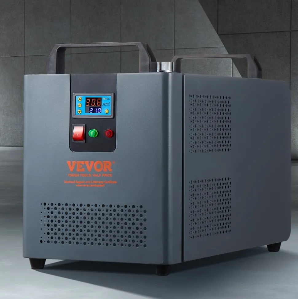 VEVOR Industrial Water Chiller, KH-6000, 200W Industrial Water Cooler Cooling System with Compressor 12 L Water Tank Capacity 7.8 L/min Max Flow Rate, for CO2 Laser Engraving Machine Cooling Machine