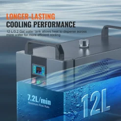 VEVOR Industrial Water Chiller, KH-6000, 200W Industrial Water Cooler Cooling System with Compressor 12 L Water Tank Capacity 7.8 L/min Max Flow Rate, for CO2 Laser Engraving Machine Cooling Machine