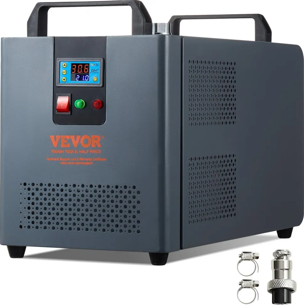 VEVOR Industrial Water Chiller, KH-6000, 200W Industrial Water Cooler Cooling System with Compressor 12 L Water Tank Capacity 7.8 L/min Max Flow Rate, for CO2 Laser Engraving Machine Cooling Machine