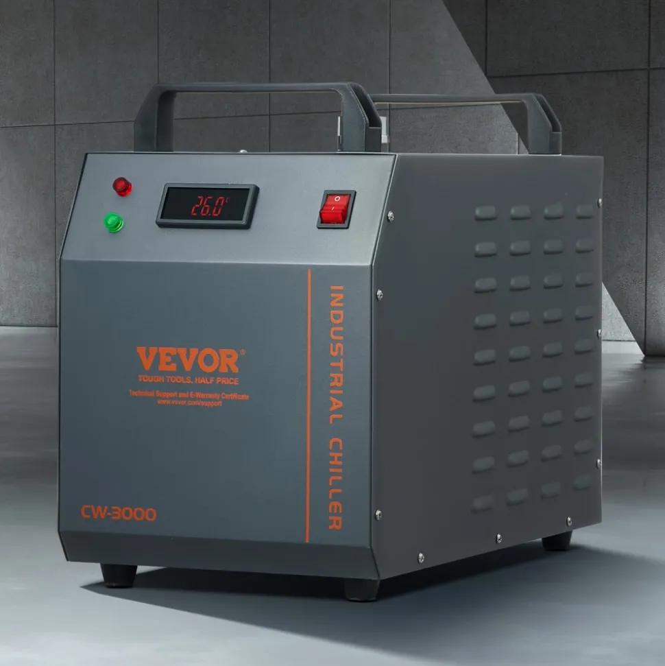VEVOR Industrial Water Chiller, CW-3000, 80W Air-Cooled Industrial Water Cooler Cooling System with 12 L Water Tank Capacity 12 L/min Maximum Flow Rate, for Laser Engraving Machine Cooling Machine