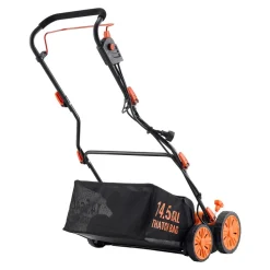 VEVOR 2-in-1 Electric Dethatcher and Scarifier, 16-Inch 15 Amp, Corded Lawn Dethatcher with 14.5-Gallon Thatch Collection Bag, 5-Position Depth Adjustment, Walk Behind Machine for Garden Yard Grass