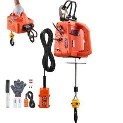 VEVOR 3-in-1 Electric Hoist Winch, 1100 lbs Capacity, 1500W Portable Electric Power Winch, 25 ft Lifting Height, 16.4 ft/min with Manual, Wired & Wireless Remote Control for Factory, Warehouss, Garage