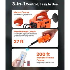 VEVOR 3-in-1 Electric Hoist Winch, 1100 lbs Capacity, 1500W Portable Electric Power Winch, 25 ft Lifting Height, 16.4 ft/min with Manual, Wired & Wireless Remote Control for Factory, Warehouss, Garage