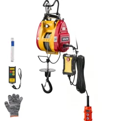 VEVOR 2-in-1 Electric Hoist Winch, 660 lbs Capacity, 1500W Portable Power Winch Crane, 98.4 ft Lifting Height, 62 ft/min with Wired and Wireless Remote Control for Factory, Warehouss, Garage