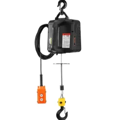 VEVOR 3-in-1 Electric Hoist Winch, 1550 lbs Capacity, 1500W Portable Power Winch Crane, 25 ft Lifting Height, 16.4 ft/min with Manual, Wired and Wireless Remote Control for Factory, Warehouss, Garage