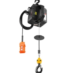 VEVOR 3-in-1 Electric Hoist Winch, 1550 lbs Capacity, 1500W Portable Power Winch Crane, 25 ft Lifting Height, 16.4 ft/min with Manual, Wired and Wireless Remote Control for Factory, Warehouss, Garage
