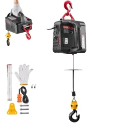 VEVOR 2-in-1 Electric Hoist Winch, 1100 lbs Capacity, 1500W Portable Power Winch Crane, 25 ft Lifting Height, 16.4 ft/min with Manual and Wired Remote Control for Factory, Warehouss, Garage