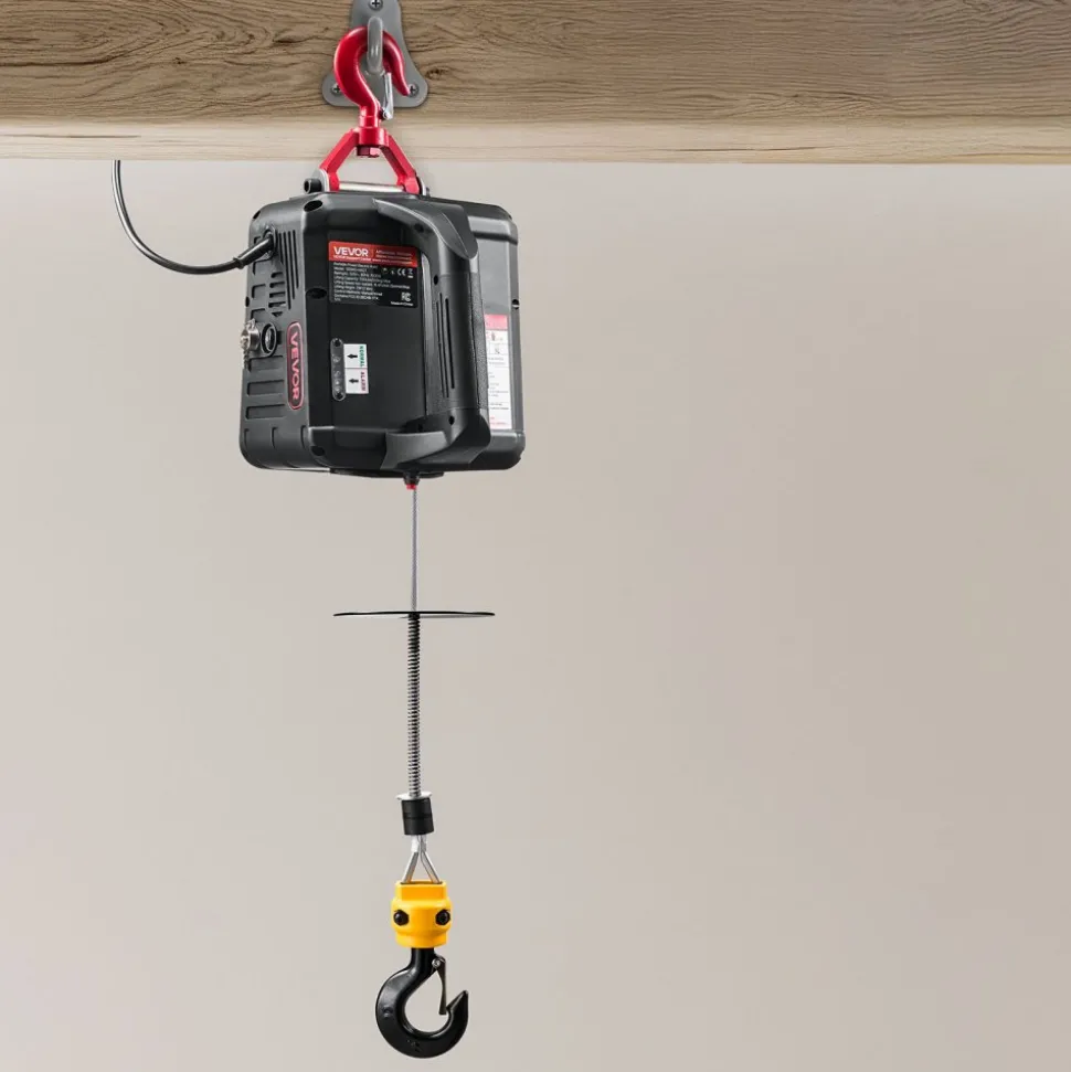 VEVOR 2-in-1 Electric Hoist Winch, 1100 lbs Capacity, 1500W Portable Power Winch Crane, 25 ft Lifting Height, 16.4 ft/min with Manual and Wired Remote Control for Factory, Warehouss, Garage