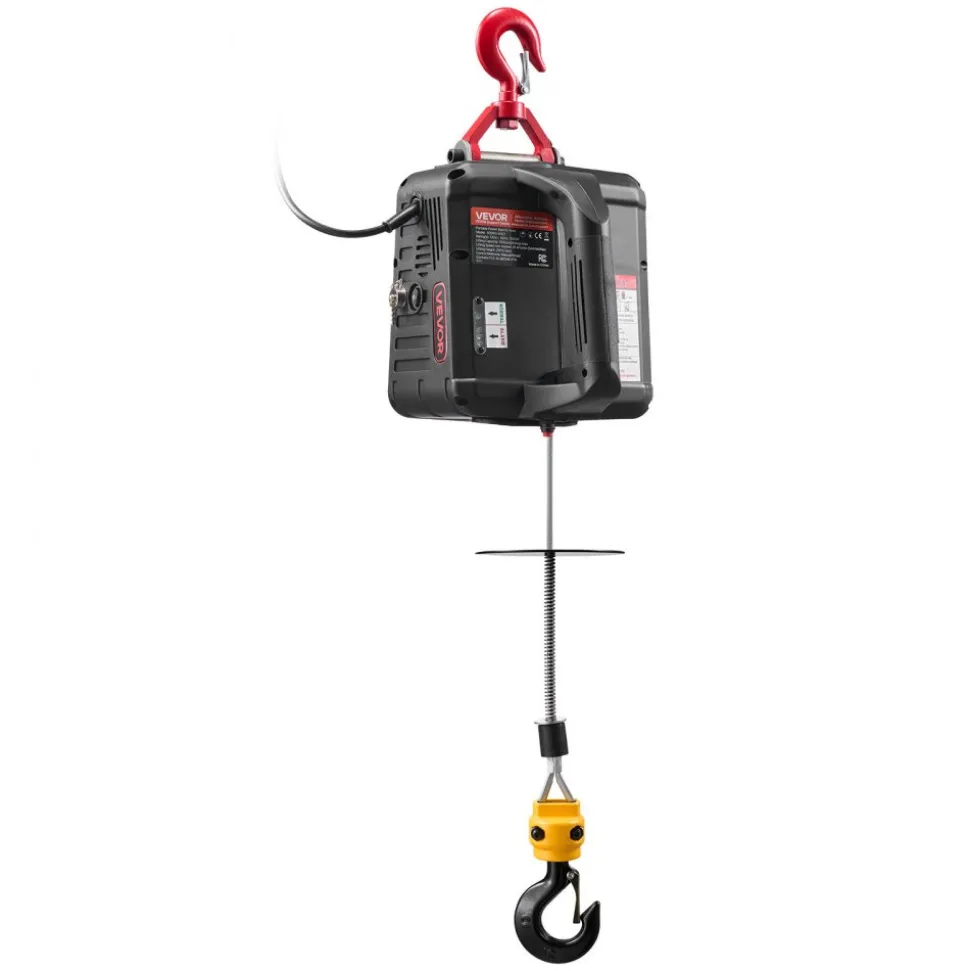 VEVOR 2-in-1 Electric Hoist Winch, 1100 lbs Capacity, 1500W Portable Power Winch Crane, 25 ft Lifting Height, 16.4 ft/min with Manual and Wired Remote Control for Factory, Warehouss, Garage