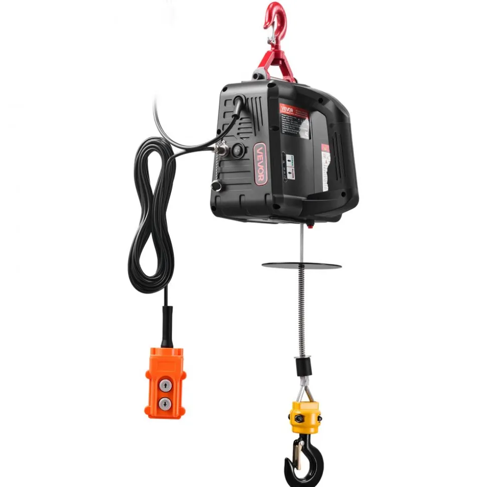 VEVOR 2-in-1 Electric Hoist Winch, 1100 lbs Capacity, 1500W Portable Power Winch Crane, 25 ft Lifting Height, 16.4 ft/min with Manual and Wired Remote Control for Factory, Warehouss, Garage