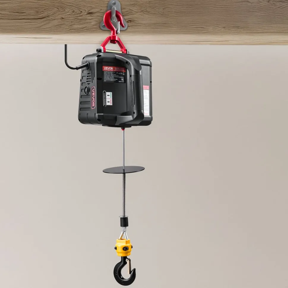 VEVOR 2-in-1 Electric Hoist Winch, 1100 lbs Capacity, 1500W Portable Power Winch Crane, 25 ft Lifting Height, 16.4 ft/min with Manual and Wireless Remote Control for Factory, Warehouss, Garage