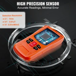 VEVOR 3-in-1 EMF Meter, 5Hz-6GHz, Handheld Rechargeable Electromagnetic Field Radiation Detector, Digital LCD EMF Tester for EF MF RF Home Inspections Outdoor Ghost Hunting 5G Cell Tower Temperature
