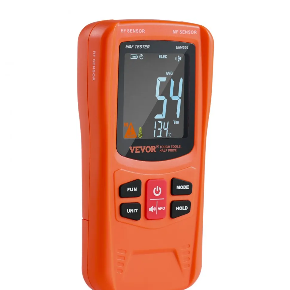 VEVOR 3-in-1 EMF Meter, 5Hz-6GHz, Handheld Rechargeable Electromagnetic Field Radiation Detector, Digital LCD EMF Tester for EF MF RF Home Inspections Outdoor Ghost Hunting 5G Cell Tower Temperature