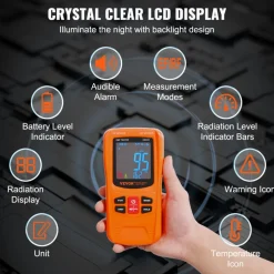 VEVOR 3-in-1 EMF Meter, 5Hz-6GHz, Handheld Rechargeable Electromagnetic Field Radiation Detector, Digital LCD EMF Tester for EF MF RF Home Inspections Outdoor Ghost Hunting 5G Cell Tower Temperature