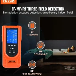 VEVOR 3-in-1 EMF Meter, 5Hz - 3.5GHz, Handheld Rechargeable Electromagnetic Field Radiation Detector, Digital LCD EMF Tester for EF MF RF Home Inspections Outdoor Ghost Hunting Paranormal Equipment