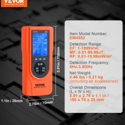 VEVOR 3-in-1 EMF Meter, 5Hz - 3.5GHz, Handheld Rechargeable Electromagnetic Field Radiation Detector, Digital LCD EMF Tester for EF MF RF Home Inspections Outdoor Ghost Hunting Paranormal Equipment