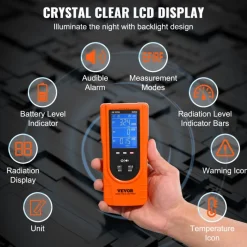 VEVOR 3-in-1 EMF Meter, 5Hz - 3.5GHz, Handheld Rechargeable Electromagnetic Field Radiation Detector, Digital LCD EMF Tester for EF MF RF Home Inspections Outdoor Ghost Hunting Paranormal Equipment