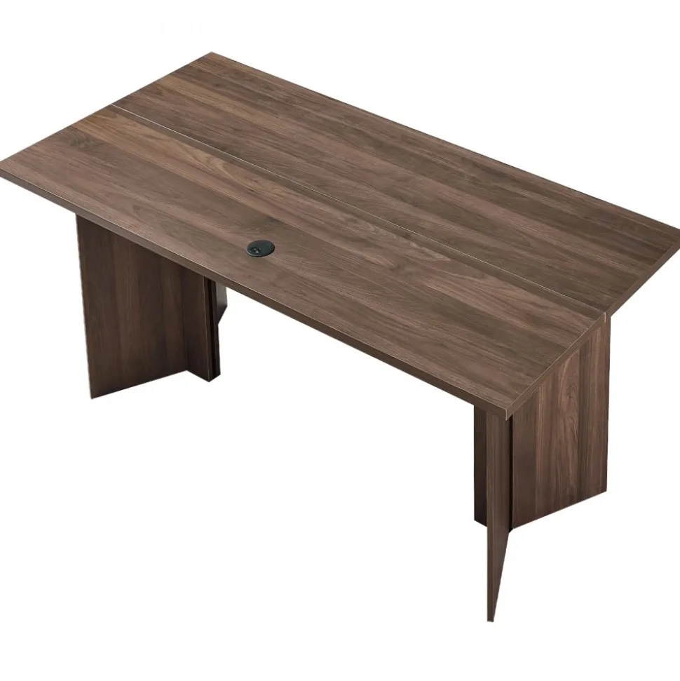 VEVOR 63 in Executive Desk, Large Modern Rectangle Office Table, Heavy Duty Wooden Executive Table with Cable Connection Hole, 250 LBS Load Capacity, Easy Assembly, for Work Study Writing, Walnut