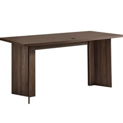 VEVOR 63 in Executive Desk, Large Modern Rectangle Office Table, Heavy Duty Wooden Executive Table with Cable Connection Hole, 250 LBS Load Capacity, Easy Assembly, for Work Study Writing, Walnut
