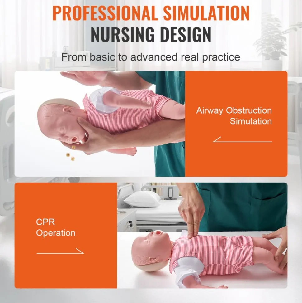 VEVOR Infant CPR Training Manikin, Heimlich Maneuver and Cardiopulmonary Resuscitation (CPR) Practice, Professional Infant Airway Obstruction Training Manikin, Baby Infarction Model for Education