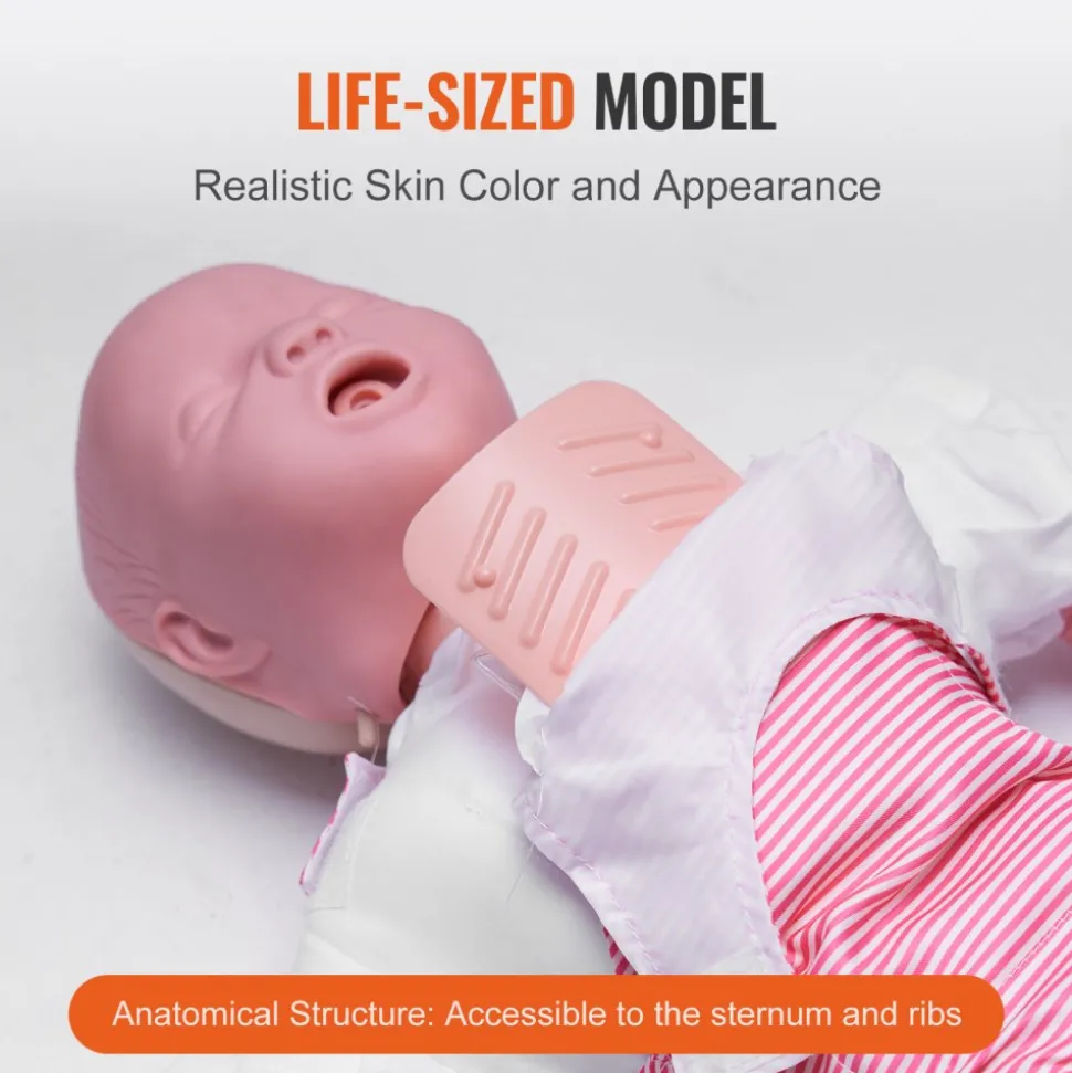 VEVOR Infant CPR Training Manikin, Heimlich Maneuver and Cardiopulmonary Resuscitation (CPR) Practice, Professional Infant Airway Obstruction Training Manikin, Baby Infarction Model for Education