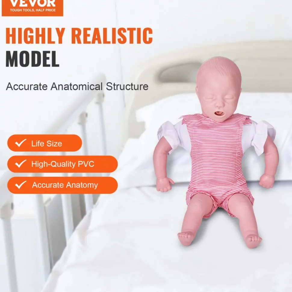 VEVOR Infant CPR Training Manikin, Heimlich Maneuver and Cardiopulmonary Resuscitation (CPR) Practice, Professional Infant Airway Obstruction Training Manikin, Baby Infarction Model for Education