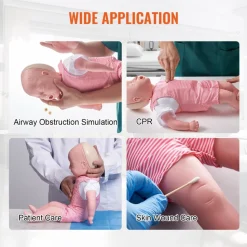 VEVOR Infant CPR Training Manikin, Heimlich Maneuver and Cardiopulmonary Resuscitation (CPR) Practice, Professional Infant Airway Obstruction Training Manikin, Baby Infarction Model for Education
