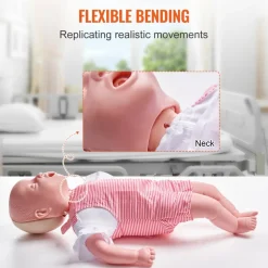 VEVOR Infant CPR Training Manikin, Heimlich Maneuver and Cardiopulmonary Resuscitation (CPR) Practice, Professional Infant Airway Obstruction Training Manikin, Baby Infarction Model for Education
