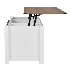 VEVOR 47.2 in Farmhouse Lift Top Coffee Table, Rustic Center Table with Barn Door and Hidden Storage Compartment, Modern Rectangle Lifting Tabletop for Living Room, Office, Home, Easy Assembly, White