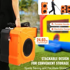 VEVOR Inflatable Blower, 1100W, 1.5 & 1.7 HP Bounce House Blower, Pump Commercial Air Blower for Inflatables, 3100 RPM Bouncy Castle Electric Fan for Bounce House, Waterslides, Tested to UL Standards