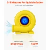 VEVOR Inflatable Blower, 380W&450W, 0.5 & 0.6 HP Bounce House Blower, Pump Commercial Air Blower for Inflatables, Bouncy Castle Electric Air Blower Fan Perfect for Bounce House, Waterslides, Yellow