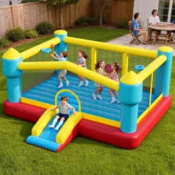 VEVOR Inflatable Bounce House, 12.5 x 13.1 x 6.5 ft Inflatable Bounce House Water Slide, Bouncer Castle with Castle Bounces, Basketball Hoop, Splash Pool & Water Ring Toss, for 3 to 4 Kids Ages 3 to 8