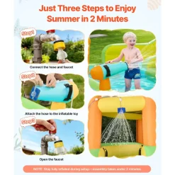 VEVOR Inflatable Bounce House, 13.3 x 11.4 x 8.4 ft Inflatable Bounce House Water Slide, Bouncer Castle with Climbing Wall, Double Tall Slides, Splash Pool & Mini Soccer, for 3 to 4 Kids Ages 3 to 8
